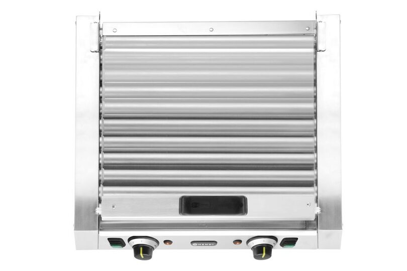 Detailopname van de bediening van de Hendi worstrolgrill