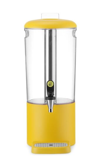 Zijaanzicht van de Hendi Uniq sapdispenser 8 liter geel