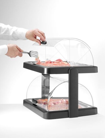 Zijaanzicht van de professionele Hendi koeldisplay