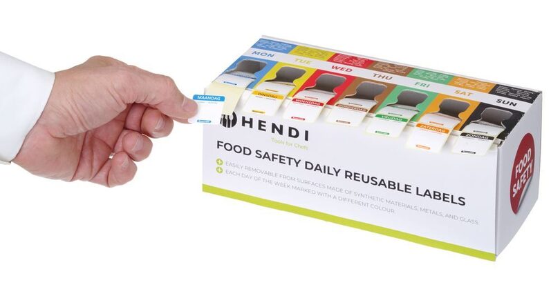 Hendi voedselveiligheid stickers in handige dispenser voor horeca