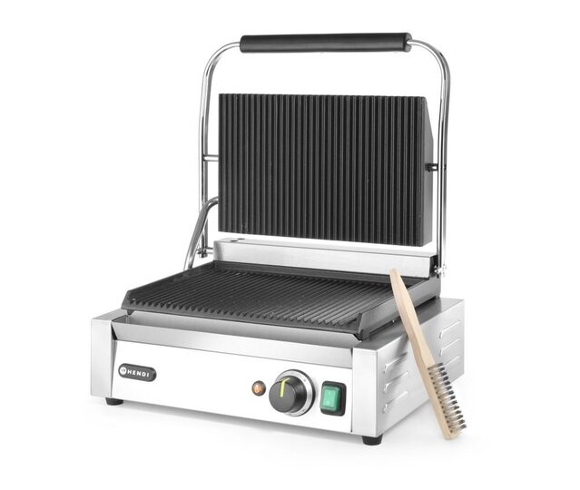 Nauwkeurig instelbare thermostaat op de Hendi contactgrill