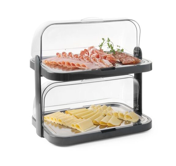 Hendi dubbel koeldisplay met rolltop donkergrijs
