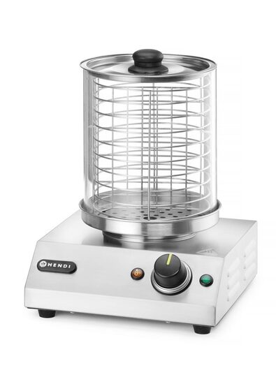 Professionele Hendi hotdogwarmer geschikt voor broodjes en worsten