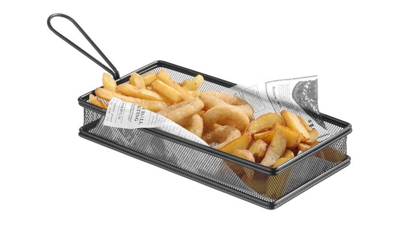 Hendi mini frituurmandje 425657 met frietjes, snackpresentatie