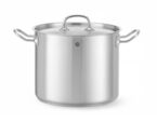Hendi hoge kookpan van 9 liter met sandwichbodem, geschikt voor inductie en gas, inclusief RVS deksel.