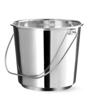 Een solide 10-liter emmer van hoogwaardig RVS, onmisbaar in elke professionele keuken of catering