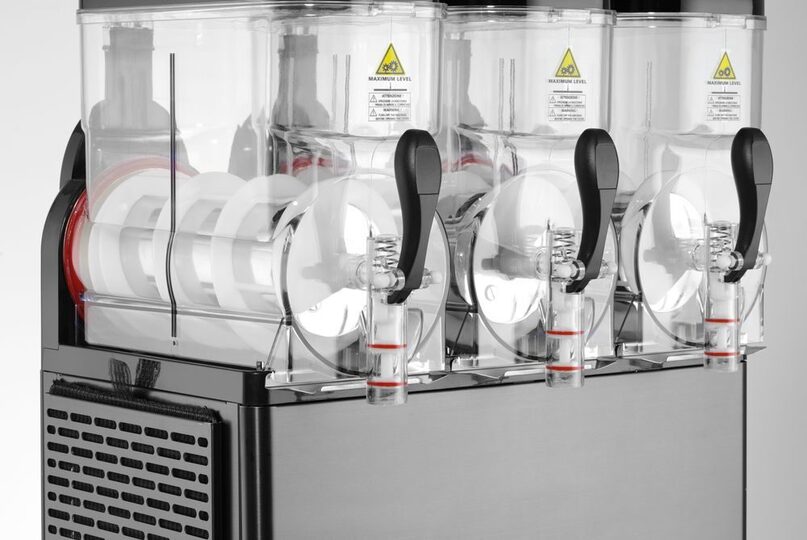 Zijaanzicht van de zwarte Arktic by Hendi slush machine voor horecagebruik
