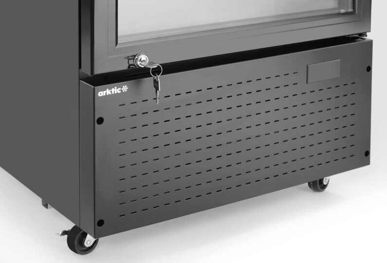 Zwarte Hendi drankenkoelkast met lichtbak voor optimale productpresentatie