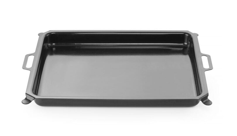 Detailoverzicht van de Hendi geëmailleerde bakplaat voor horeca barbecues