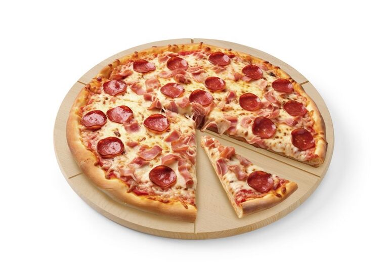 Ronde beukenhouten pizza serveerplank van het merk Hendi