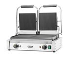 Professionele Hendi dubbele contactgrill 263709 met geribbelde platen