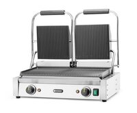 Professionele Hendi dubbele contactgrill 263709 met geribbelde platen