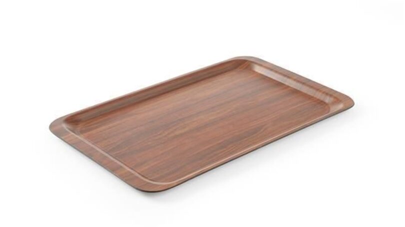 Duurzaam rechthoekig dienblad van Hendi met mahonie finish