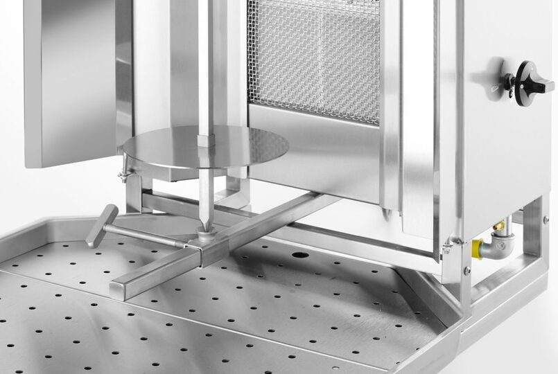 Bedieningsknoppen van de Hendi kebabgrill 4 branders