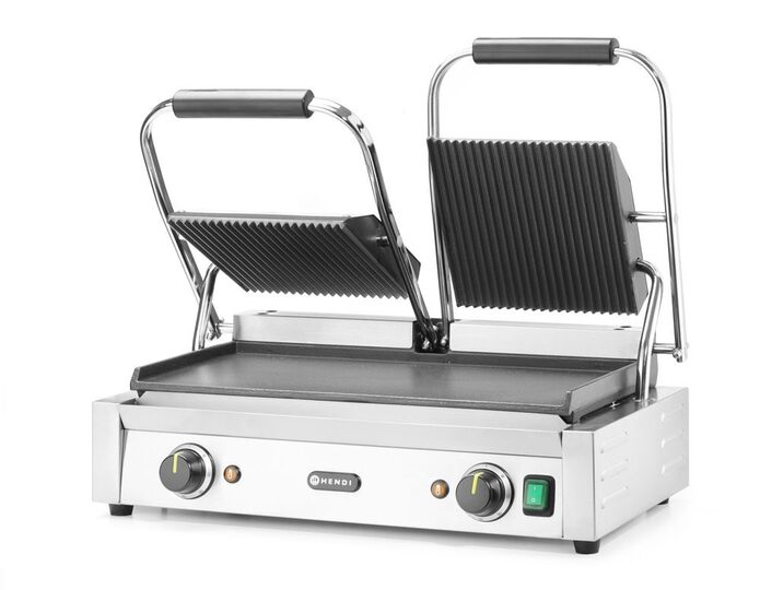 Hendi dubbele contactgrill in professionele horecakeuken
