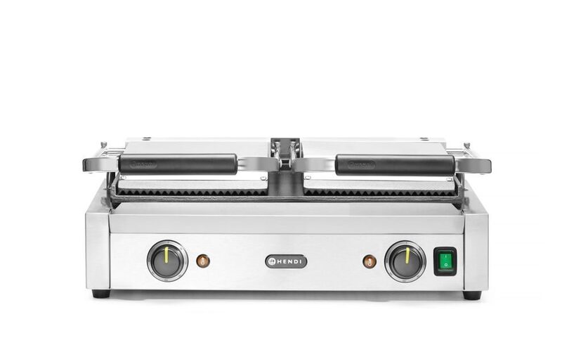 Hendi dubbele contactgrill met geopende grillplaten