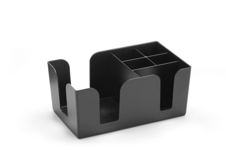 Overzicht van de zwarte Hendi bar caddy voor horeca gebruik