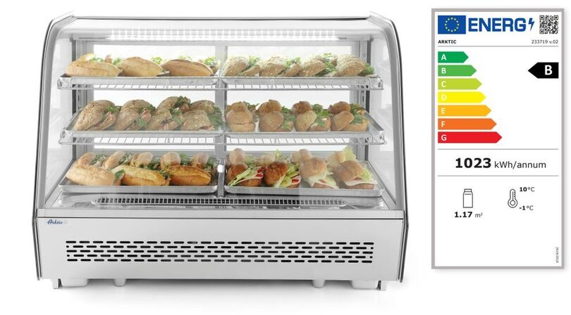 Energielabel Hendi koelvitrine 160 liter