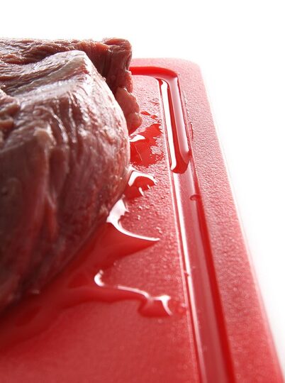 Bovenaanzicht van de gele Hendi snijplank GN 1/2