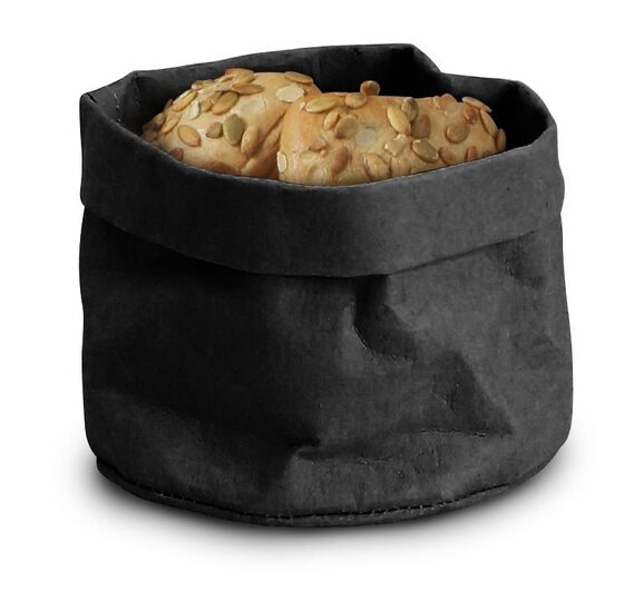 Zwarte Hendi broodzak in gebruik op een gedekte horecatafel