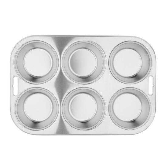 Duurzame RVS bakvorm voor 6 horeca muffins
