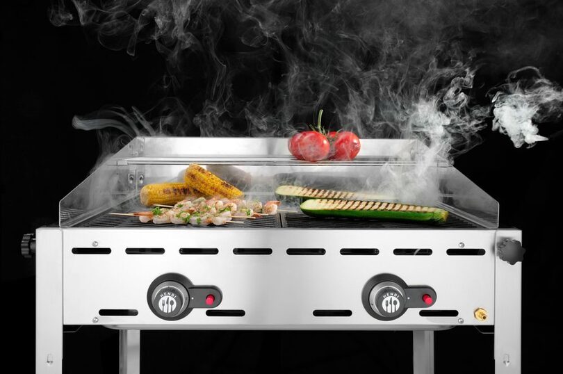 Zijaanzicht van de Hendi Green Fire gasbarbecue