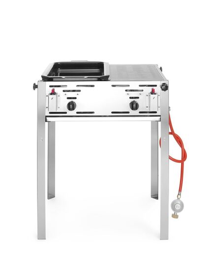 Detailopname van de Hendi Roast Master gasbarbecue
