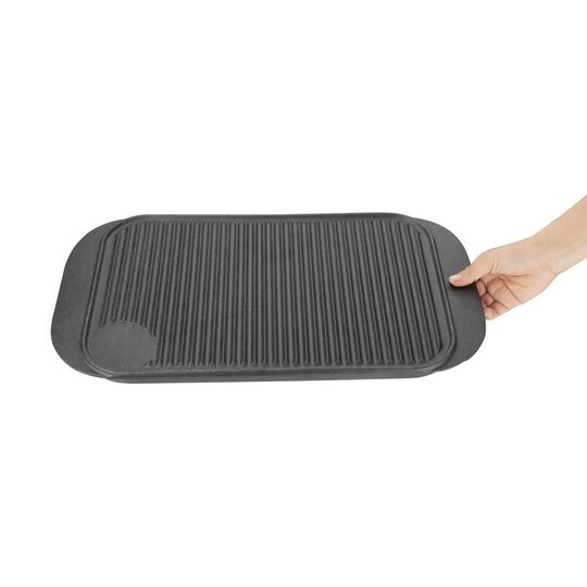Detailopname van de Vogue gietijzeren grillplaat