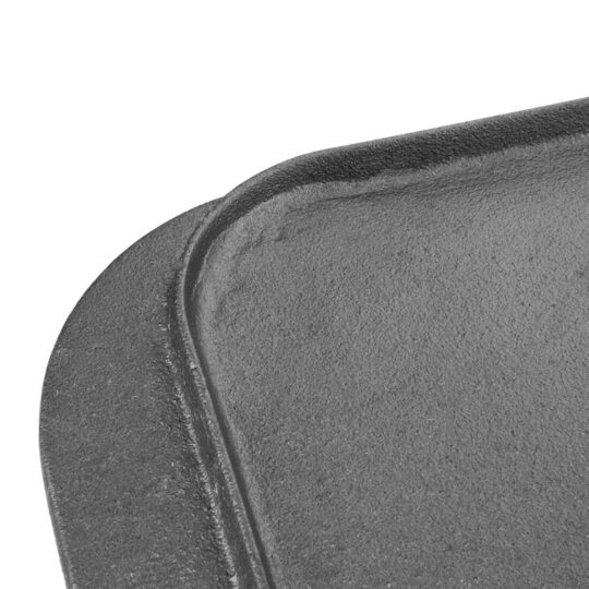 Bovenzijde van de Vogue gietijzeren grillplaat 48x26 cm