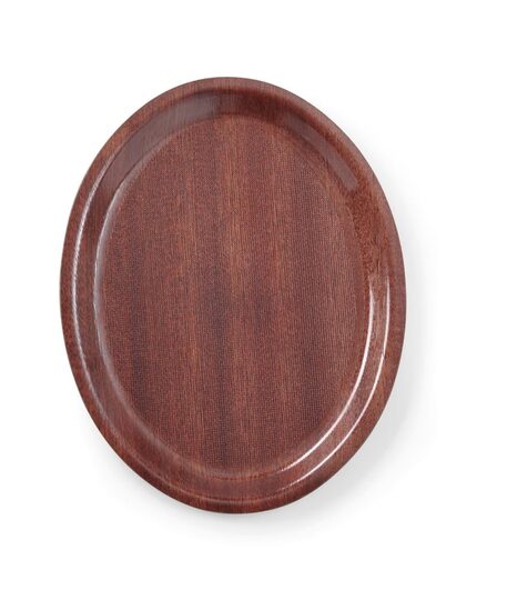 Compact ovaal dienblad in mahonie look van Hendi