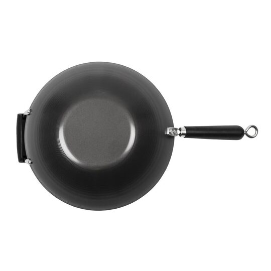 Grote wok met platte bodem voor inductie en gas