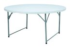 Detailopname van het tafelblad van de witte ronde Hendi tafel