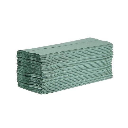 Detailopname van groene 1-laags Z-gevouwen handdoeken