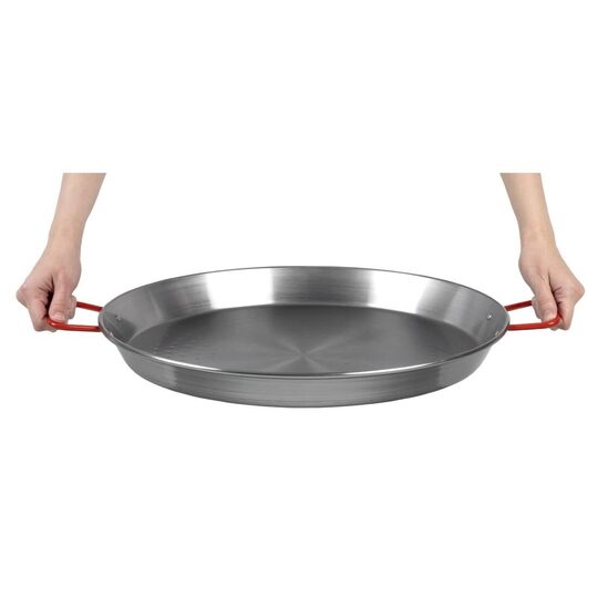 Bovenaanzicht van de 46 cm stalen paellapan