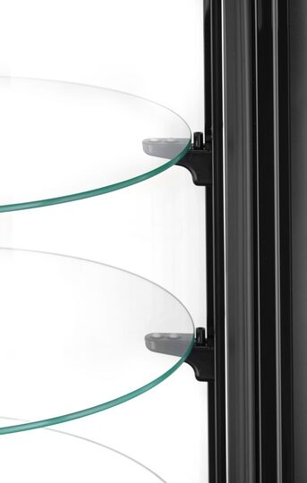 Zijaanzicht van de Hendi 100 liter ronde vitrine voor horecagebruik