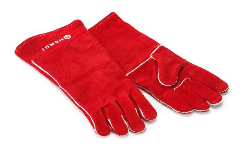 Rode hittebestendige leren ovenhandschoenen van Hendi