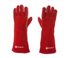 Detailopname van rode Hendi hittebestendige handschoenen