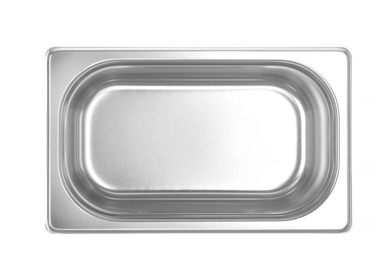 Detailopname van de hoogwaardige Hendi RVS Gastronormbak