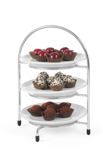 RVS serveerstandaard voor 3 borden ideaal voor horeca high tea