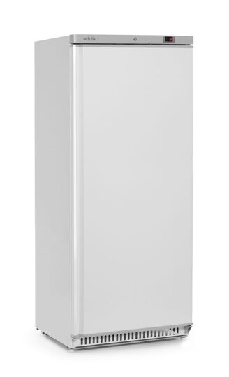 Zijaanzicht van de professionele witte koelkast 600 liter
