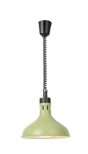Detailopname van de groene conische warmtelamp 250W