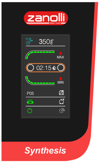 Gebruiksvriendelijk touch bedieningspaneel van de Zanolli Synthesis pizzaoven