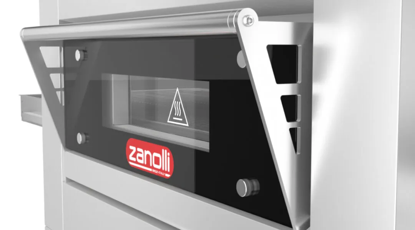 Zijaanzicht van de Zanolli Synthesis lopende band oven