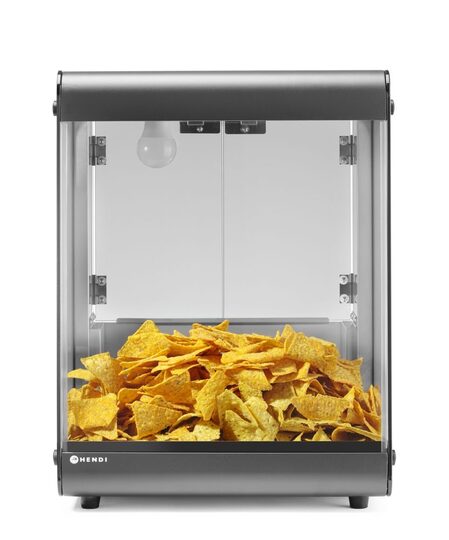 Compacte zwarte nacho warmer van Hendi
