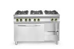 Hendi 6-pits gasfornuis met oven voor horeca keukens
