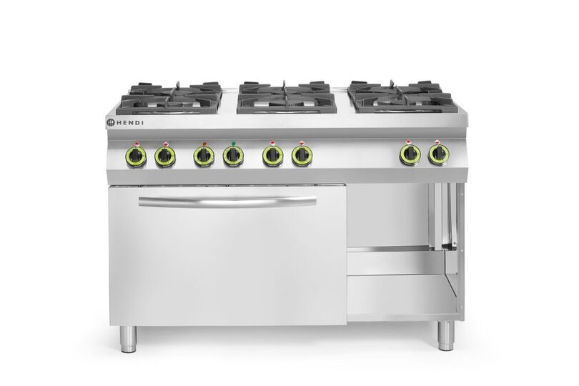 Hendi 6-pits gasfornuis met oven voor horeca keukens