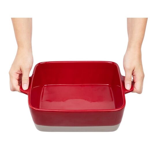 Gastronoble braadslede 32,5 x 26,5 cm in rood en taupe