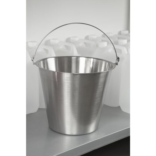 RVS emmer 12 liter met stevige handgreep voor professionele reiniging