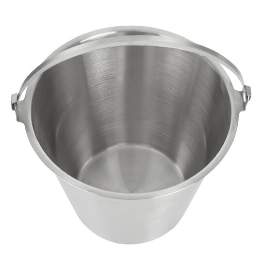 RVS emmer 12 liter met ergonomische beugel voor horecagebruik