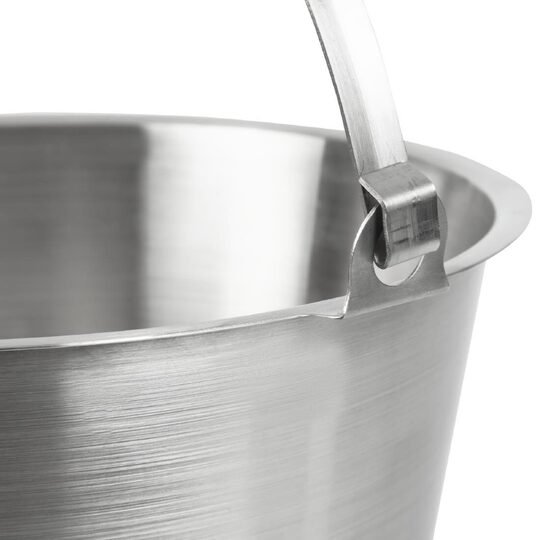 Onderzijde van de professionele RVS emmer 12 liter